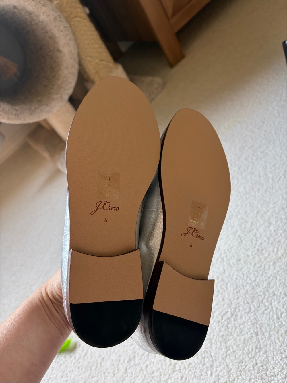Leather penny loafers in silver - Picture 5 of 10
